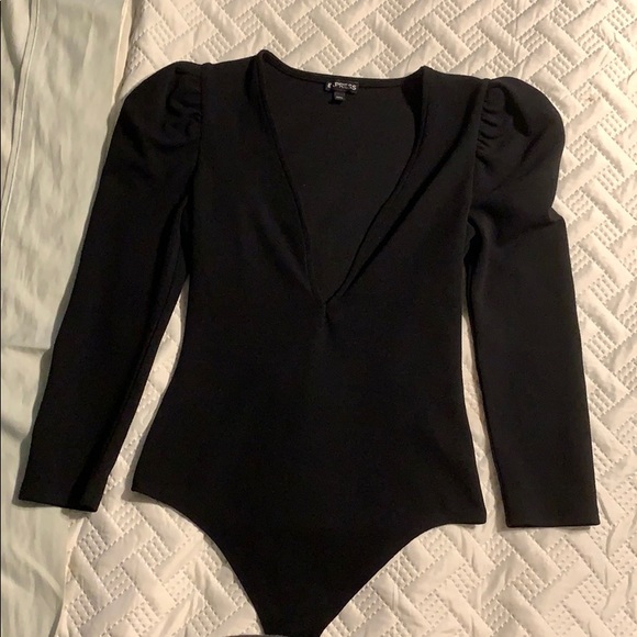 Express Tops - Express deep plunge low cut bodysuit